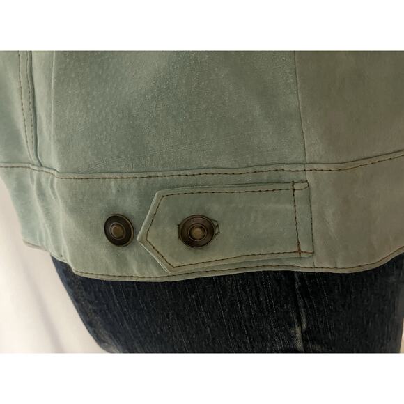 Terry Lewis Women's Suede Jacket Button Pockets Powder Blue Size Medium - Picture 8 of 15
